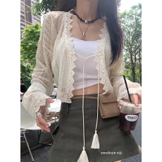 批发法式辣妹蕾丝防晒衣女夏新款配裙子<b class='q'>外</b><b class='q'>搭</b>小披肩短款<b class='q'>开衫</b>外套薄罩衫