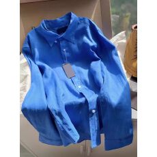 批发<b class='q'>欧洲站</b>高端2026春季<b class='q'>新款</b>女装ins蓝色亚麻衬衫高级感穿搭上衣欧货