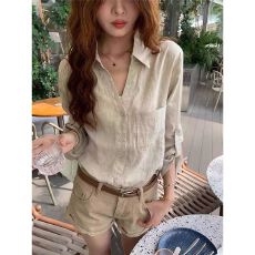 批发2026 年春季新款设计感长袖衬衫女宽松薄款微透防晒上衣