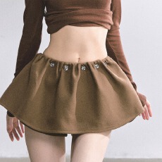 批发实货 美式辣妹毛呢<b class='q'>半身裙</b>女秋冬高腰a字<b class='q'>包臀</b>伞裙复古蓬蓬超短裙裤