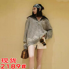 批发<b class='q'>欧美</b>风<b class='q'>高端</b>女士秋冬季新品帆船垂钓联名款长袖针织毛衣外套情侣装