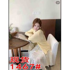 批发法式慵懒风黄色针织开衫女春季新款温柔风洋气宽松独特漂亮毛衣潮