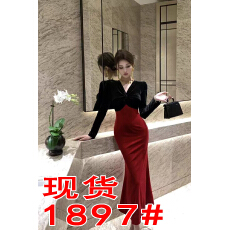 批发2026秋冬季新款交叉丝金丝绒拼接撞色连衣裙晚<b class='q'>礼服</b>气质法式连衣裙