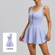 批发2026防走光<b class='q'>运动</b>裙连体拉链网球裙跑步健身羽毛球<b class='q'>连衣裙</b>款。 爆款