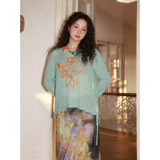 批发天丝羊绒110克防晒罩衫长袖t恤<b class='q'>女</b>夏季外搭宽松薄纱微透上衣