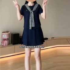 批发纯棉曼巴棉220克 套装女夏季韩系<b class='q'>时尚</b>减龄显瘦短袖裤裙休闲三件套