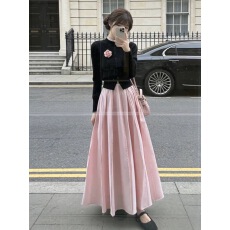 批发2026新款韩系多巴胺绝美套装裙子女早春季减龄上衣半身<b class='q'>长裙</b>两件套