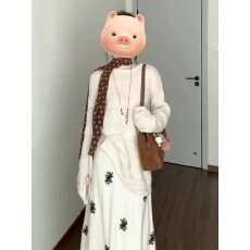 批发法式温柔白色长袖连衣裙子女春季2026<b class='q'>新款</b>巨好看早春穿搭一整套装