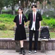 批发已出货----实拍新款----DK黑西服三件套夏季学生学院风班服<b class='q'>套装</b>