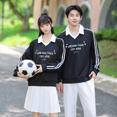批发新款实拍--长袖卫衣潮流印花学院风套装学生班服校服