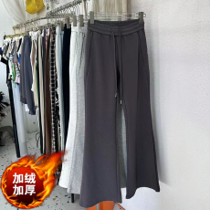 批发仿华棉复合宝宝绒】冬季新款喇叭<b class='q'>裤</b><b class='q'>阔腿裤</b><b class='q'>高腰</b>垂感显瘦加绒运动<b class='q'>裤</b>