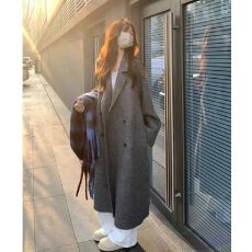 批发毛呢2025秋冬新款韩版宽松<b class='q'>大</b>衣中长款过膝毛呢<b class='q'>外套</b>