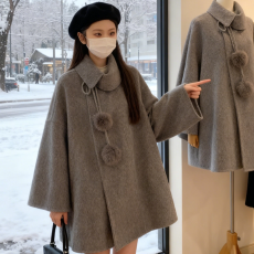 批发秋冬装2025新款<b class='q'>大码</b><b class='q'>女装</b>微胖韩系高级感气质遮***宽松毛呢子外套