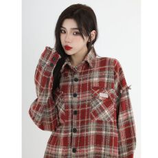 批发小香风棉服外套女款冬季加厚毛呢绒格纹<b class='q'>衬衫</b>高级感<b class='q'>情侣</b><b class='q'>工装</b>夹克