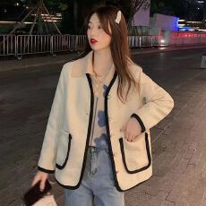 批发2025年秋季气质mm早秋时尚撞色上衣显瘦遮肉韩版小香风时尚外套女