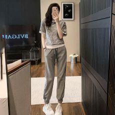 批发2026年网红新款宽松减龄时尚炸街短袖卫裤休闲两件套洋气套装