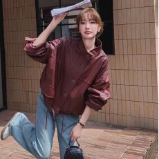 批发安可拉红短款皮衣外套女春<b class='q'>秋</b>2026新款美式chic机车服pu皮夹克上衣