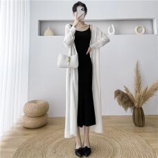 批发慵懒宽松<b class='q'>中长款</b>雪纺开衫薄款外套女夏外搭防晒衫空高衫