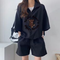 批发韩版<b class='q'>运动服</b>套装女夏季2026新款短袖短裤校园风可爱少女跑步两件