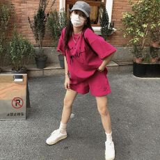 批发仿棉鱼鳞200克】休闲<b class='q'>套装</b><b class='q'>女</b>夏季时尚韩版学生短袖短裤运动两件套