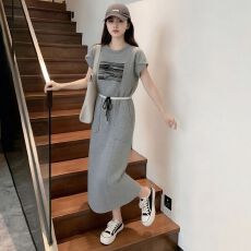 批发酷丝棉 2026夏季新款时尚休闲运动<b class='q'>套装</b><b class='q'>女</b>洋气短袖半身裙两件套潮