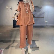 批发新中式时尚<b class='q'>套装</b>女2026夏季新款洋气休闲宽松显瘦气质短袖两件套女