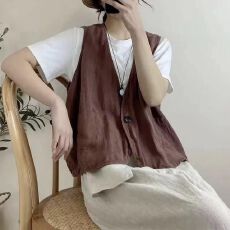 批发大小姐复古马甲女装2026春季新款v领单排扣宽松显瘦薄款无袖外套