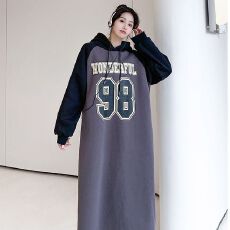 批发仿棉华棉复合<b class='q'>牛奶</b><b class='q'>丝</b>【290克】秋季宽松胖孕妇长款连帽插色<b class='q'>连衣裙</b>