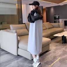 批发仿棉华棉复合<b class='q'>牛奶</b><b class='q'>丝</b>【290克】秋季宽松胖孕妇长款连帽插色<b class='q'>连衣裙</b>