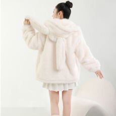 批发兔子耳朵毛绒外套女2026秋冬<b class='q'>新款</b>软妹可爱仿羊羔毛双面绒加厚大衣