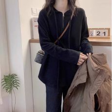 批发原版做工连帽半拉链打底衫<b class='q'>女</b>春秋欧货美拉德胖妹妹长袖<b class='q'>T</b><b class='q'>恤</b>上衣