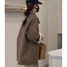 批发韩系polo领高级感风衣外套女2026年秋季新款小个子巨好看的中长款