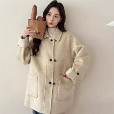批发韩系呢子大衣女2026年新款秋冬季高级感毛呢外套小个子冬天中长款