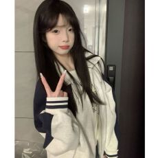 批发(华棉复合)美式复古翻领撞色拉链<b class='q'>卫衣</b>外套女春秋休闲情侣夹克上衣