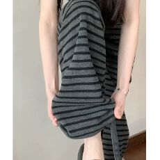 批发复古条纹休闲阔腿裤子女<b class='q'>春</b>秋季新款宽松显瘦百搭运动裤