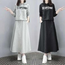 批发2026新款韩系<b class='q'>欧洲站</b>春装款长款字母女裙休闲时尚宽松两件<b class='q'>套装</b>
