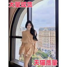 批发越南小众两件套装露背系带一字肩泡泡纱衬衫连衣裙+短裙裤套装