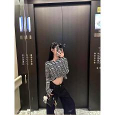 批发法式黑白条纹针织开衫女2025秋季新款修身显瘦短款毛衣外套r