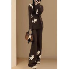 批发超火<b class='q'>冬</b>装一整套针织套装女宽松慵懒风高腰阔腿裤两件套