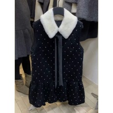 批发IDIQ清冷富家千金穿搭黑色丝绒加厚<b class='q'>无袖</b>背心连衣裙子女冬季小黑裙