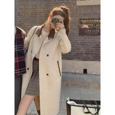 批发中长款2025秋冬<b class='q'>新款</b>小众设计感撞色慵懒风毛呢外套超好看流行上衣