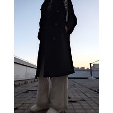 批发2025新款秋冬季韩版小个子毛呢外套百搭款流行中长款纯色纽扣上衣