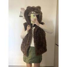 批发2025款百搭流行高级感獭兔毛纯白色甜美马甲环保皮草皮毛一体<b class='q'>上衣</b>