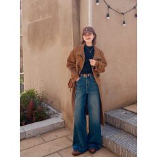 批发2025赫本风女生呢子大衣外套百搭款韩系<b class='q'>潮牌</b>棕色单排扣秋冬款上衣