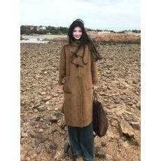 批发2025新品超好看时髦棕色呢子<b class='q'>大</b>衣外套秋冬款保暖中长款直简型上衣