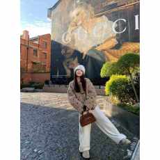 批发韩版chic双面穿麂皮绒羊羔毛外套女冬季宽松皮毛一体波点保暖上衣