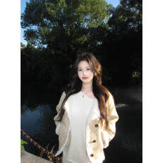 批发高质量超好看棉服上衣开衫款流行减龄卡其色女生<b class='q'>秋</b>冬款加厚外套衫