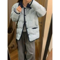 批发蓝色单排扣设计感百搭款常规长袖高级感外套韩系穿搭小众女生上衣