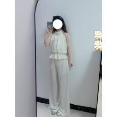 批发夏季一整套ootd穿搭韩系松弛感chic别致上衣休闲阔腿裤两件套装女