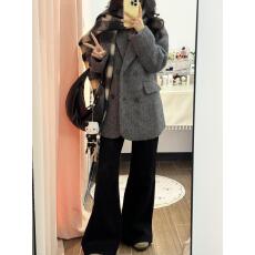 批发高级感灰色毛呢<b class='q'>外套</b>女2026秋冬新款加厚宽松小个子西装呢子<b class='q'>大衣</b>女